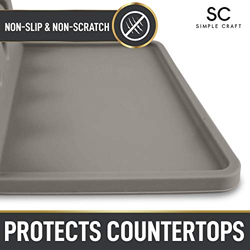 Simple Craft Silicone Spoon Rest with Drip Pad - 4 Slotted Spoon Rest For Kitchen Utensils, Tongs, Ladles - Heat Resistant Spoon Holder For Stove Top, Countertops, & Tables (Gray)