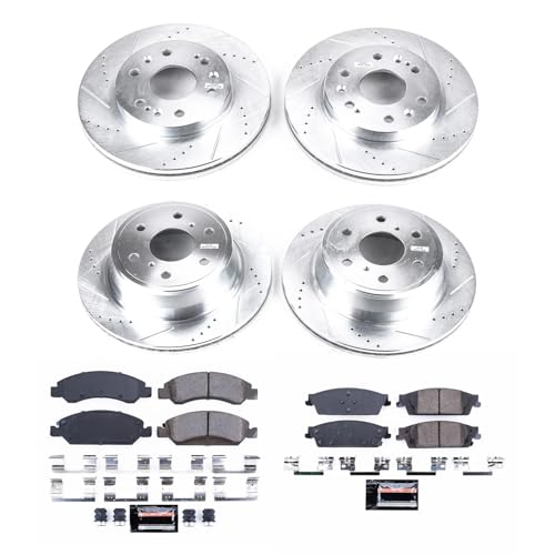 PowerStop Front and Rear Brake Kit For Cadillac Escalade 2015-20 |Escalade ESV 2015-20 |Chevrolet Silverado 1500 2014-18 - Drilled and Slotted Disc Rotors with Ceramic Brake Pads Replacement, K6560 - Image 3