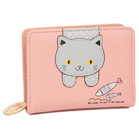 Wallets for Girls Women Purses for Teens Cute Cat Wallet Kitty Pattern Coin Purse Small Cover