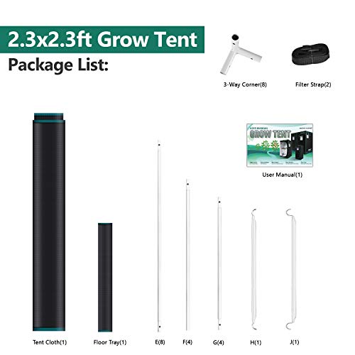 Mars Hydro 2.3X2.3 Grow Tent, 27"X27"X63" Reflective Mylar Grow Tents With Removable Floor Tray View Window For Indoor Plant Growing Room For Ts600/Sp150/Ts1000 #TOP7