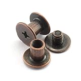 LQ Industrial 120sets Chicago Screw Cross Head Phillips Drive Binding Screws Rivet Book Binding DIY Leather Craft Assembly Bolt 5x6mm Red Bronze