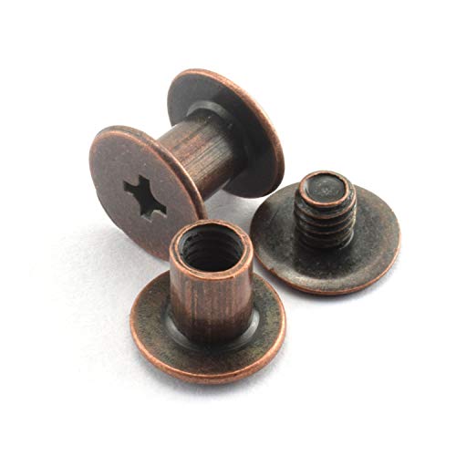 LQ Industrial 120sets Chicago Screw Cross Head Phillips Drive Binding Screws Rivet Book Binding DIY Leather Craft Assembly Bolt 5x6mm Red Bronze