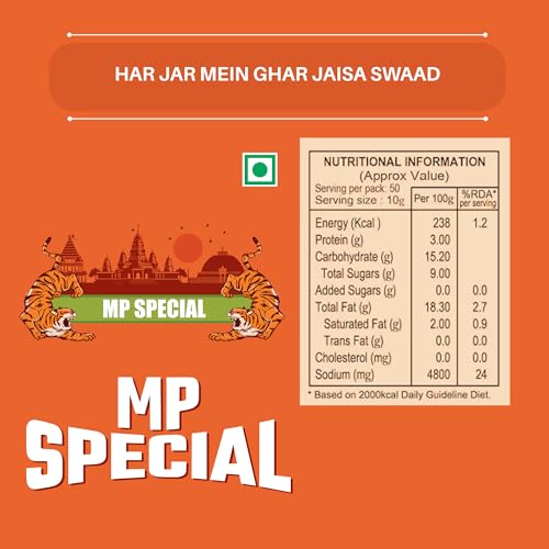 Image of Nilon's MP Special Mango Pickle (475 g) Homemade Aam Ka Aachar | Spicy & Tangy Pickle in Authentic MP Style with Raw Mango, Mustard Oil & Spices with No Added Artificial Colour