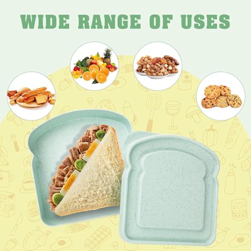 Image of 4 Pack Sandwich Containers for Lunch Boxes, Reusable Sandwich Bread Box Container for Adults, Large Travel Bento Sandwich Holder Box with Lid, BPA Free, 14 oz
