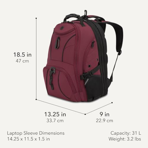 Image of SwissGear Sion Softside Expandable, Merlot, 2-Piece Set (Carry-On /Backpack), Sion Softside Expandable Spinner Luggage Durable Lightweight Travel Suitcase