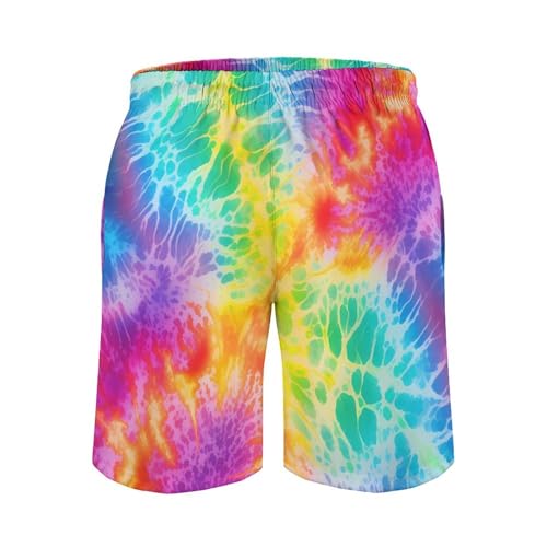 Rainbow Tie Dye Mens Swim Trunks Quick Dry Beach Swimming Shorts with Pockets with Mesh Lining4