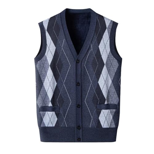 Men's Argyle Knit Sweater Vest V-Neck Button Down Sleeveless Cardigan Classic Spring Autumn Casual Top3