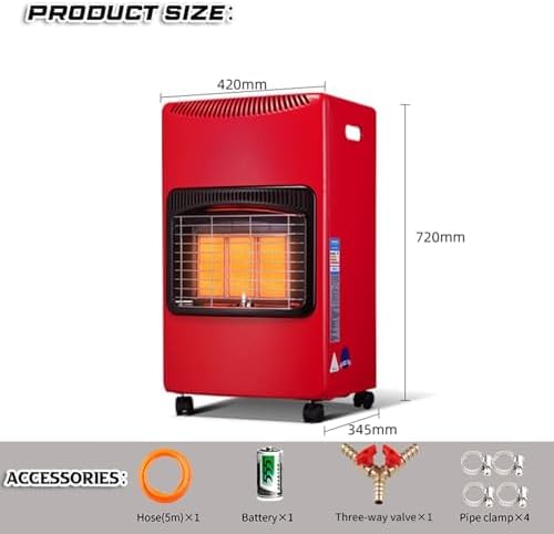 Riscaldatore a gas portatile, per interni ed esterni, con ruote, include regolatore e tubo, ideale per ufficio, capannone, garage e officina