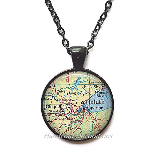 Charming Necklace,Duluth, Minnesota map Pendant Duluth map Necklace Duluth Pendant, Duluth Necklace,A0101