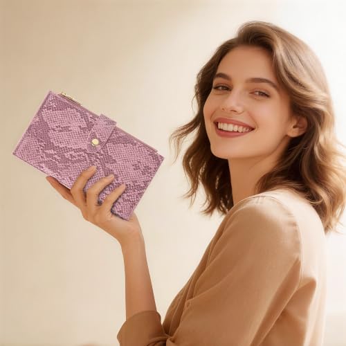 Image of Travelambo Womens Leather Bifold Wallet, Slim RFID Blocking Card Holder