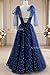 GARDOM Corset Prom Dresses 2026 V Neck Formal Dress with Bow Sparkly Starry Tulle Ball Gown Spaghetti Strap Fairy Evening Party Gown US12 Navy Blue