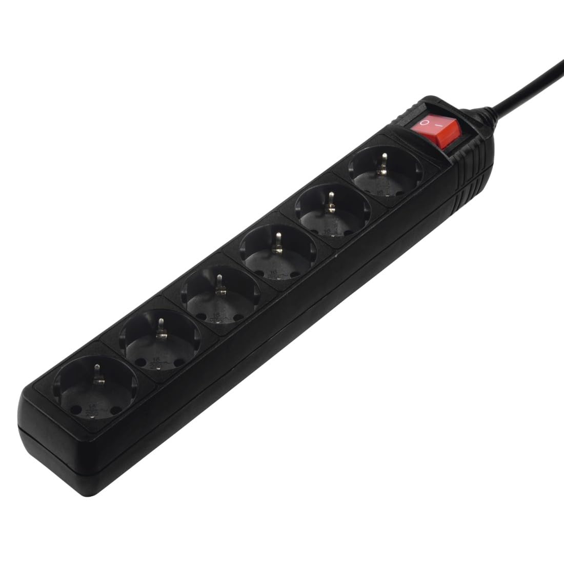 Hama 30394 - 6-Outlet Power Strip with Switch, 230 V, 1.4 m, Black