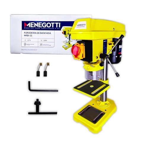 Furadeira de Bancada MFB-13 Menegotti 1/2'' 350W 60HZ C/Motor Monofasico (13 MM) Profissional - 127v