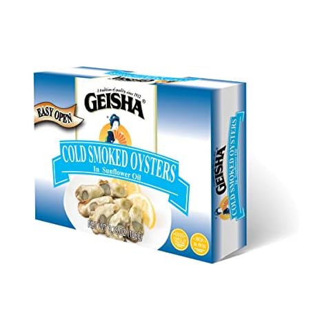 GEISHA Cold Smoked Oysters in Sunflower Oil 3.75oz(Pack of 12), Smoked Oysters | Zero Trans Fat - No Sugar Added – Farm Raised – Good Source of Iron – Gluten Free – Good Source of Protein Cover