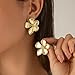 TUCEWP Gold Flower Earrings Fashion Large Flower Stud Earrings Cute Floral Statement Earrings Boho Earrings Studs Chic Vintage Chunky Floral Drop Earring for Women Birthday Christmas Jewelry Gift
