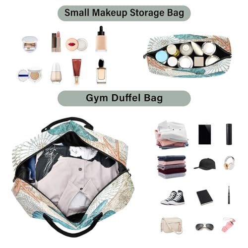 senya Weekender Bags Travel Duffel Gym Bag Sea Lives Turtle Coral Carry on Overnight Tote Bag with Toiletry Bag for Airplane Travel Trip Gym Yoga4