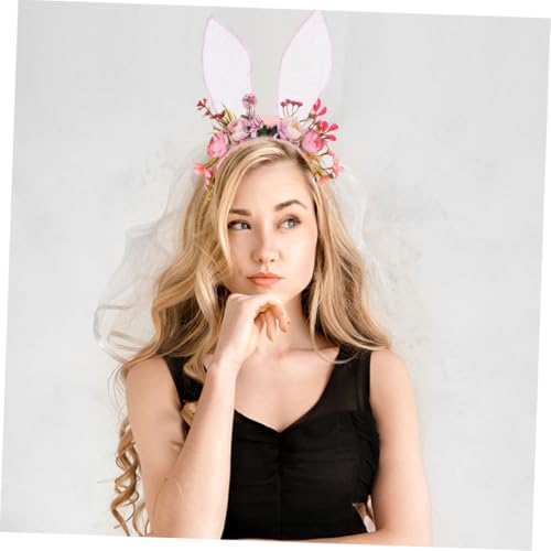 Accessoire de coiffure oreilles de lapin avec fleurs pour déguisement