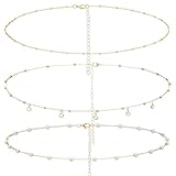 Qianyu 3PCS Gold Plated Body Chains Waterproof Sexy Waist Beads Chain Boho Beach Waist Chains Belly Chain Jewelry Accessories Layered Daily Belts Gifts for Women Christmas