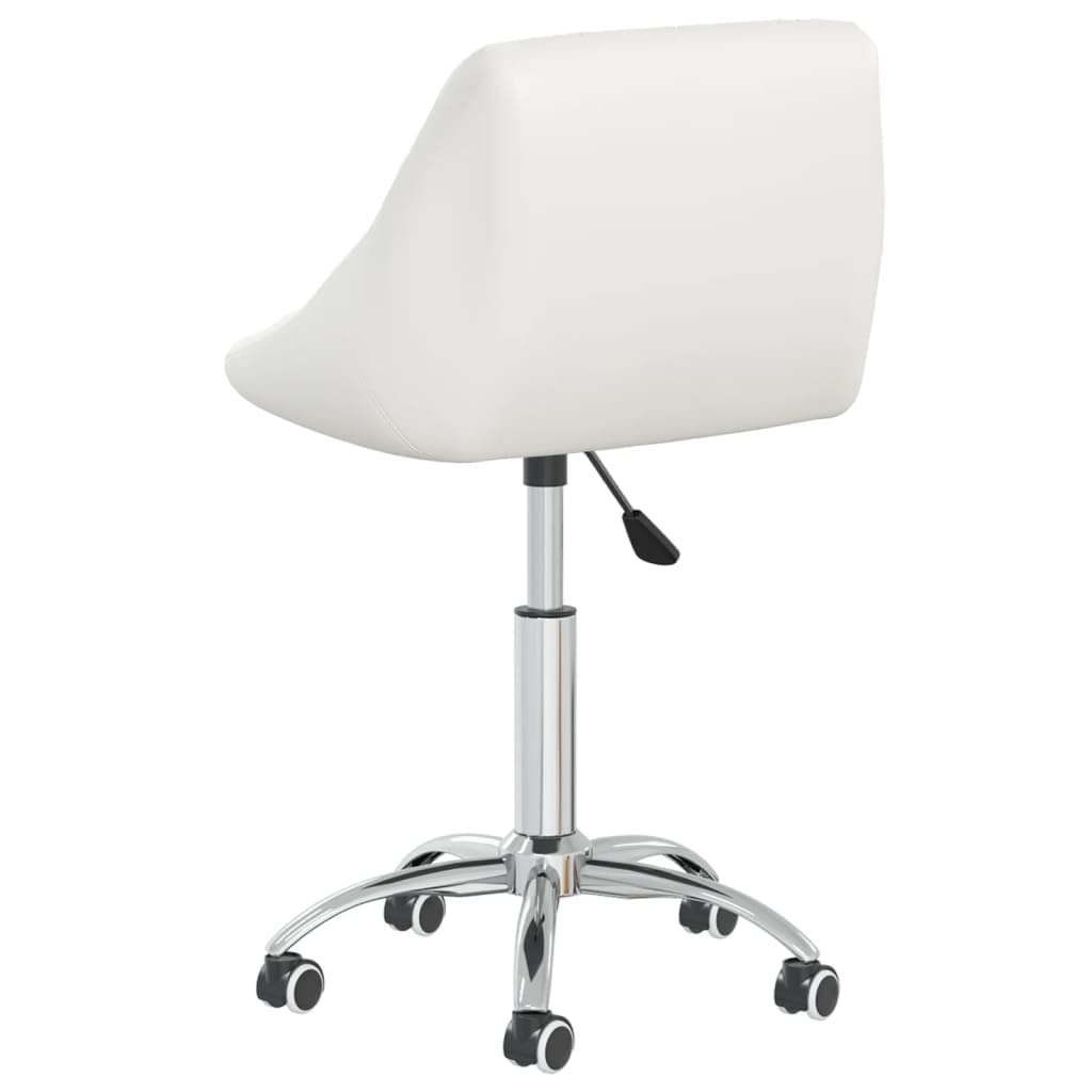 Juego de 6 sillas de comedor giratorias de piel sintética de color blanco con rotación de 360 grados, altura regulable mediante muelle de gas, ruedas y marco de acero cromado, soporta hasta