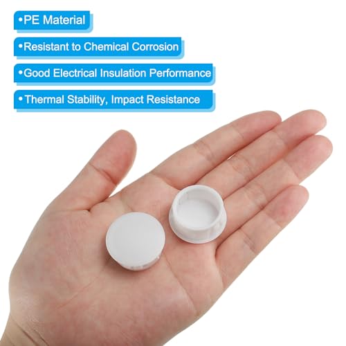 Image of PATIKIL 22mm (7 /8 inch) Plastic Hole Plugs, 30Pcs Flush Type Round Hole Plugs Cover Snap in Locking Hole Tube for Table Kitchen Cabinet Furniture, White