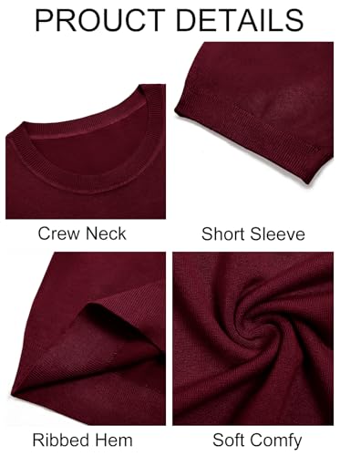 Image of Imily Bela Womens Summer Short Sleeve Sweater Dressy Casual Crew Neck Knit Tops Fashion Pullover Shirts