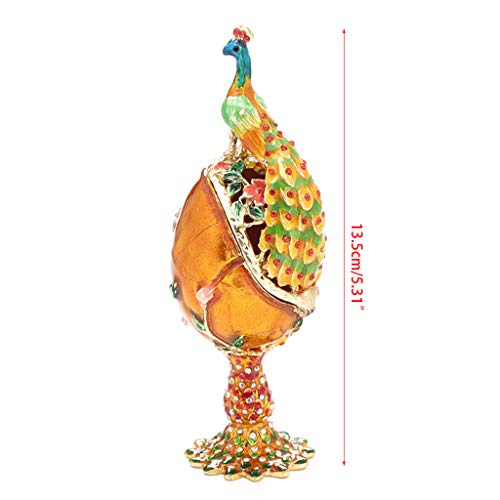 Paon Fabergé œuf peint à la main boîte à bijoux déco table Pâques - 6