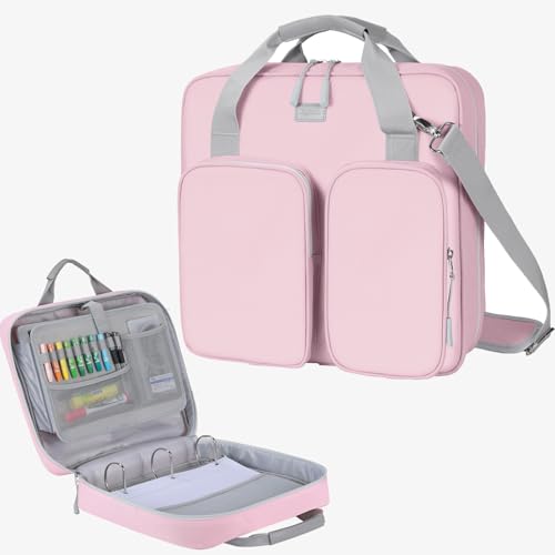 egiant Zipper Binder 3 Inch 3 Ring with Shoulder Strap Multi-Pocket,Tough