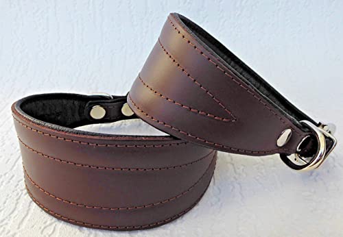 Greyhound Podenco Windhund - Halsband, Halsumfang 40-47 cm Leder °BRAUN°