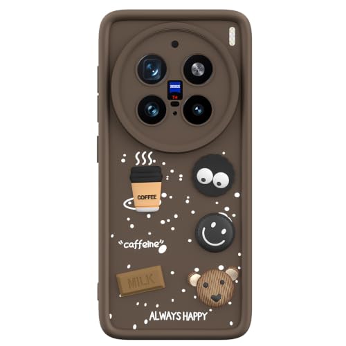 Image of Pikkme Back Cover for Vivo X200 Pro 5G | 3D Bear Silicone Cute & Fun Coffee Cartoon | Full Body Protection Bumper Case (Brown)
