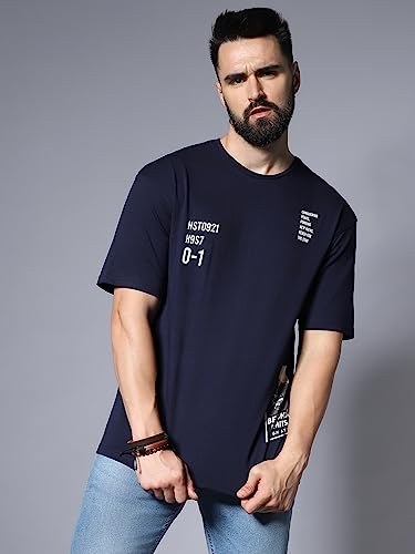 Image of HIGH STAR Men's Typography Applique Regular Fit T-Shirt