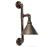 Jeteven Industrial Rustic Metal Wall Sconces Water Pipe Steampunk Style 1-Light Wall Light Lamp Shade