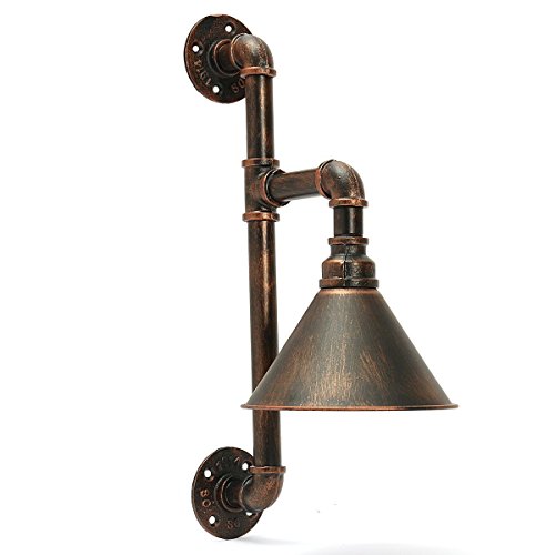 Jeteven Wall Lamps Sconces Metal Water Pipe Steampunk Style Industrial Rustic Wall Light Shade 1-Light