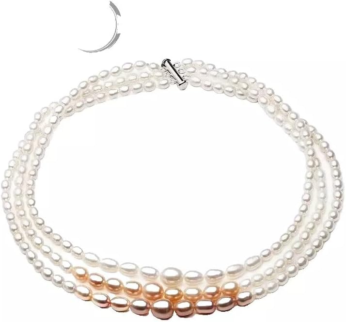 Triple Layer Pearl Choker Necklace, White and Rose Gold Ombre, Statement Collar for Women
