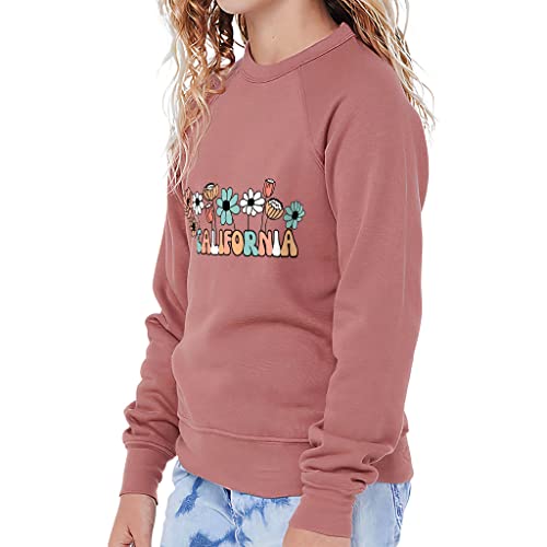 California Design Kids' Raglan Sweatshirt - Floral Sponge Fleece Sweatshirt - Unique Design Sweatshirt - Deep Heather, L #TOP1