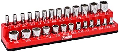 ARES 70232-26-Piece 1/4-Inch SAE Magnetic Socket Organizer - 13 Standard Size and 13 Deep Size Socket Holder - Keeps Your Tool Box Organized