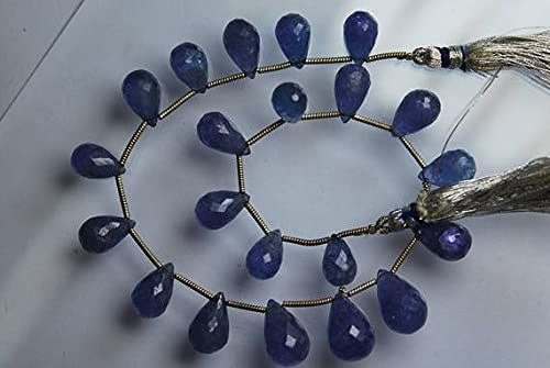Gouttes de tanzanite bleue précieuse de 10-14mm, le fil de gemmes de haute joaillerie