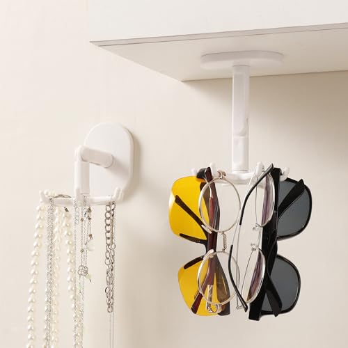 Intersnug Necklace Organizer Hanging Jewelry Organizer Storage Space Saving Rotating Necklace and Bracelets Holder for Closet/Door/Wall,White