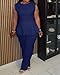 Women's Plus Size 2 Piece Pants Outfits Sleeveless Vest Wide Leg Pantsuit 2026 Dressy Casual Work Sets Navy Blue 3X