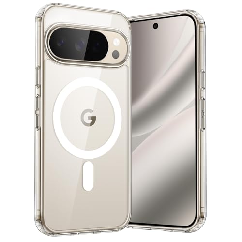 JETech Magnetisch Hülle für Google Pixel 10/10 Pro 2025 Kompatibel mit MagSafe und Pixelsnap-Ladegerät Stoßfest Stoßfänger Handyhülle Anti-Kratzer Transparent Rückseite (Durchsichtig)