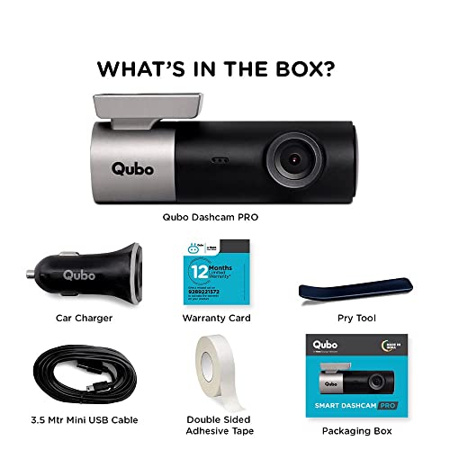 Image of Qubo Car Dash Camera Pro Dash Cam from Hero Group | Made in India Dashcam | Full HD 1080p | Wide Angle View | G-Sensor | WiFi | Emergency Recording | Upto 256GB SD Card Supported