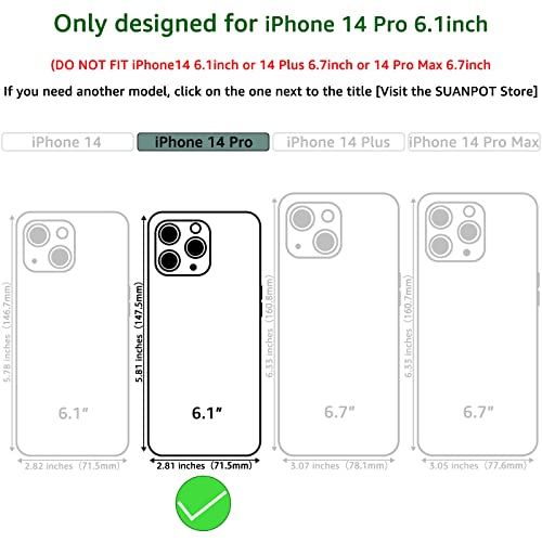 Suanpot For Iphone 14 Pro 6.1" Wallet Case With [360°Rotation Ring Kickstand]【Rfid Blocking】 Credit Card Holder, Pu Leather Protective Cover Women Men For Apple 14 Pro Phone Case Wine Red #TOP1