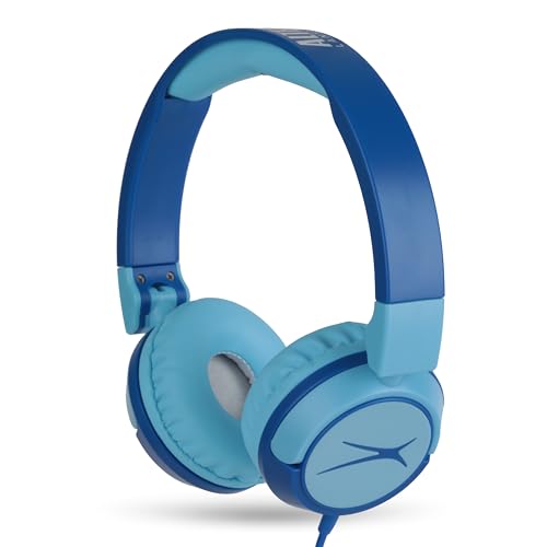Image of Altec Lansing Kid Safe Wired Headphones, Over Ear Headphones for Kids Ages 3-5, Volume-Limiting Toddler Headphones with Mic, Compact Foldable Kids Headphones with Cord, APA Approved (Blue)