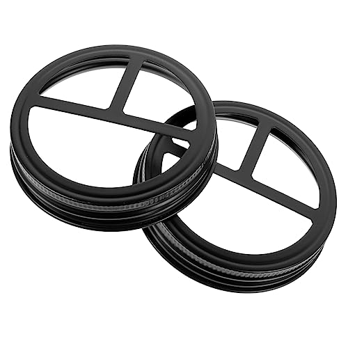 OFFSCH 2pcs 86mm Mason Jar Lids for Toothbrush Holder Regular Mouth Canning Jar Metal Covers with Rings for Mason Jar Storage and Organization