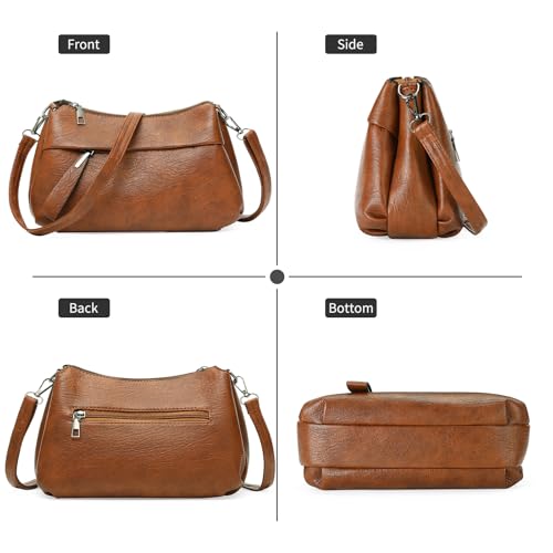 GOIACII Crossbody Bags for Women, Small Size Shoulder Handbags, Satchel Purse with Multi Zipper Pocket Soft Leather3