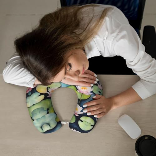Almohada de viaje de espuma viscoelástica negra ajustable miniatura 7