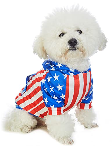 Coomour 4th of July Dog Hoodies Pet Clothes for Small Dog USA Flag Shirts Puppy American Flag Clothing Summer T-Shirts (XL)