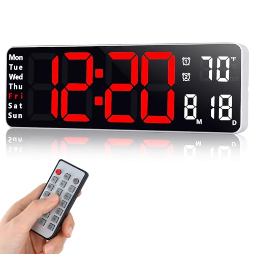 Fuloon Digital Wall Clock With Day and Date - Modern,