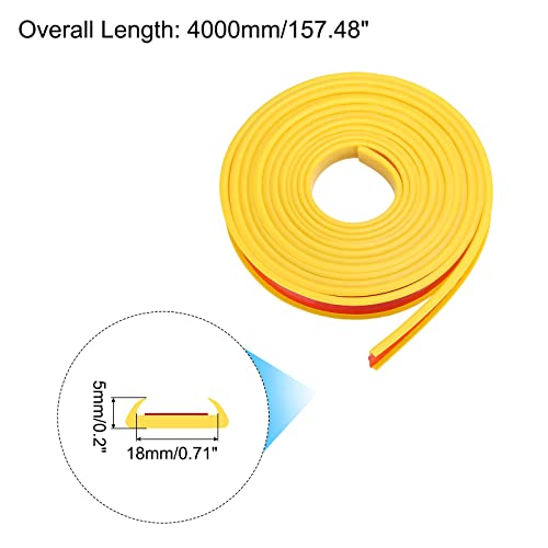 Image of uxcell U Shape Furniture Edge Banding, 4M Self Adhesive Flexible Edging Trim, 5x18mm TPE Edge Guards for Cabinets Furniture Repair Restoration, Yellow