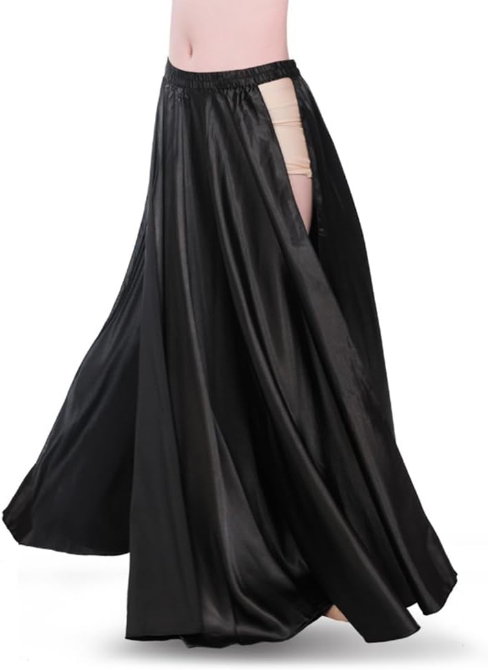 ROYAL SMEELA Belly Dance Skirt Tribal Two Side Slit Skirt Belly Dance Costume for Women Maxi Skirt Satin Dancing Skirts - Image 4