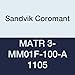 Sandvik Coromant, MATR 3-MM01F-100-A 1105, CoroCut XS Insert for Thread Turning, Carbide, Right Hand Cut, 1105 Grade, AlTiN (Pack of 5)